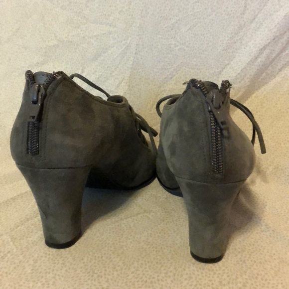 Aerosoles leather grey lace-up vintage style heel - Picture 4 of 9